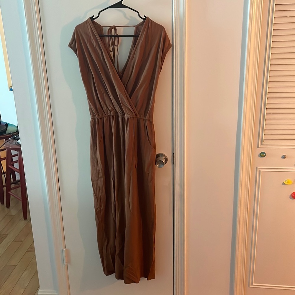 Brown linen romper